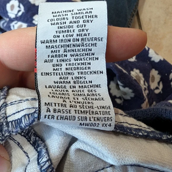 Mini Boden Girls Blue Corduroy Pants with Daisy Pattern Red Details Size 14Y - Picture 8 of 8